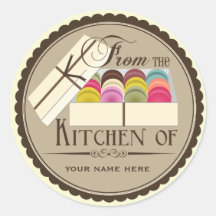 One Dozen French Macarons "From The Kitchen Of" Round Sticker