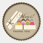 One Dozen French Macarons Merci Thank You Stickers