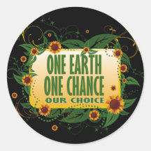 One Earth One Chance Round Stickers