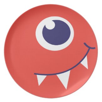 One eyed alien monster orange kids plate