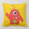One eyed alien orange & yellow kids pillow