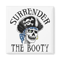 One-eyed Pirate Skull and Crossbones Refrigerator Magnet