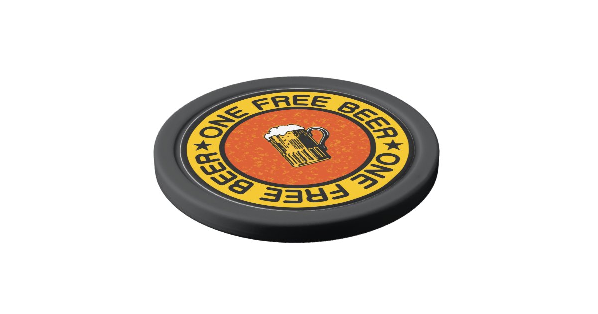 ONE FREE BEER custom bar / pub drink chips Poker Chip Set Zazzle