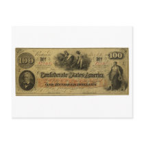 One Hundred Dollar Confederate Banknote Postcards