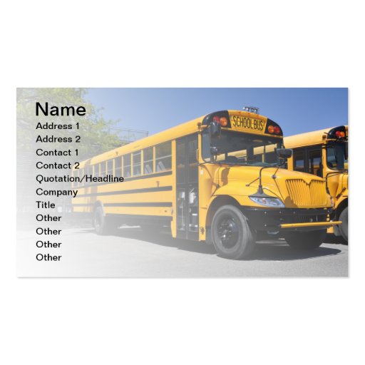 one large yellow school bus business cards (front side)