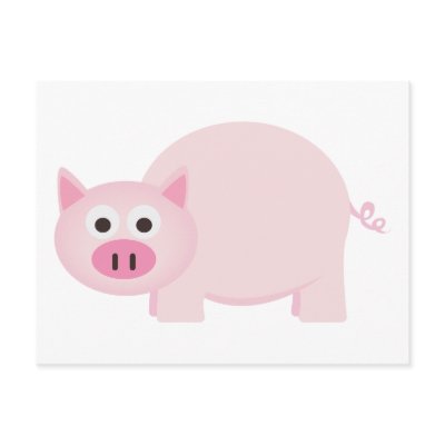 One Little Pig in Pink Postcard by waltersroom