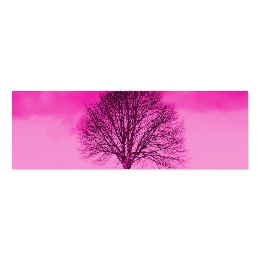 One Lone Tree Silhouette Hot Pink Landscape Business Cards (back side)