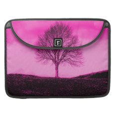 One Lone Tree Silhouette Hot Pink Landscape Sleeves For MacBook Pro