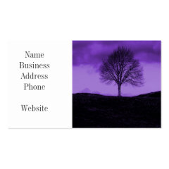 One Lone Tree Silhouette Purple Nature Landscape Business Card Templates