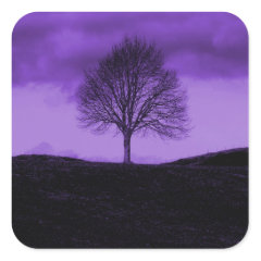 One Lone Tree Silhouette Purple Nature Landscape Stickers