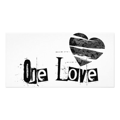 One Love Heart Black Picture Card by VoXeeD