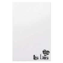 One Love Heart Black stationery