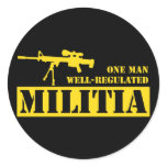 One Man Well Regulated Militia Round Sticker
