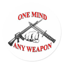 One Mind Any Weapon MCMAP Round Stickers