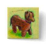 One of a Kind handmade stuffed toy dog painting Pinback Buttons