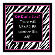 One of a kind! hot pink zebra poster print
