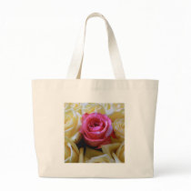 One of a Kind Love, Unique Beauty Pink Yellow Rose Canvas Bag