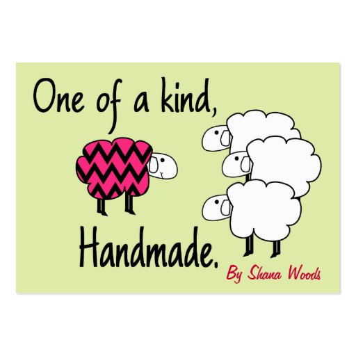 One Of A Kind Pink and Black Sheep Hang Tag Business Cards (front side)