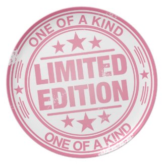 One of a kind -pink rubber stamp effect- dinner plates
