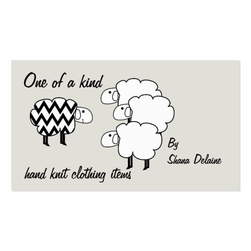 One Of A Kind Sheep Hang Tag Business Cards (front side)