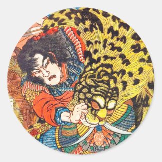 One of the 108 Heroes of the Popular Water Margin Round Sticker