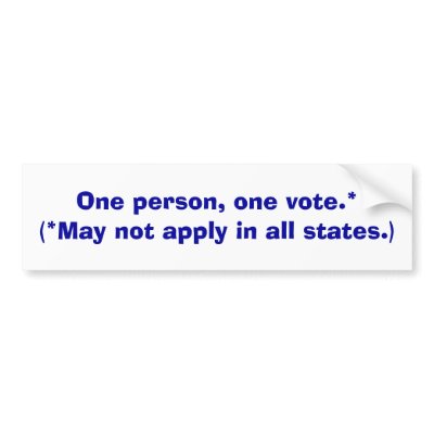 One person, one vote.* ... - bumper sticker by folkartblonde