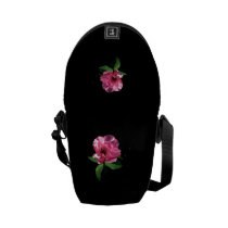 One Pink Rose with Bud messenger bags