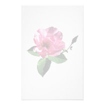 One Pink Rose with Bud stationery