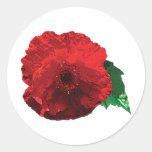 One Red Poppy Round Stickers