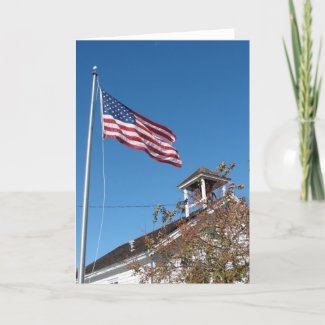 One Room School and American Flag card