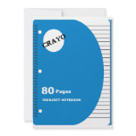 one subject notebook graphic personalized invitation