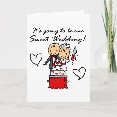 One Sweet Wedding Tshirts and Gifts Greeting Cards by stick figures