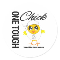 One Tough Chick Bone Cancer Warrior Round Stickers