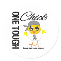 One Tough Chick Brain Cancer Warrior Round Stickers