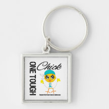 One Tough Chick Cervical Cancer Warrior Keychain