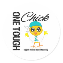 One Tough Chick Cervical Cancer Warrior Round Sticker