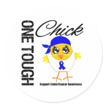 One Tough Chick Colon Cancer Warrior Round Stickers