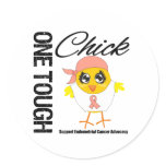 One Tough Chick Endometrial Cancer Warrior Round Sticker