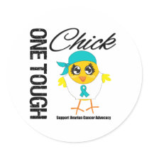 One Tough Chick Ovarian Cancer Warrior Round Sticker