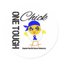 One Tough Chick Rectal Cancer Warrior Round Sticker