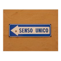 One Way Sign in Italian - Senso Unico postcards