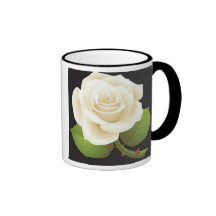 One White Rose Coffee Mugs