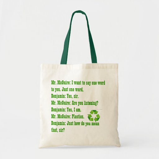 One word "Plastic" Tote Bag Zazzle