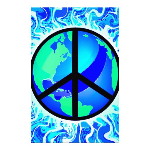 One World Peace Sign Stationery Design