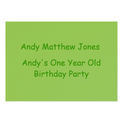 One Year Old Birthday Photo Cards Business Card Templates (back side)
