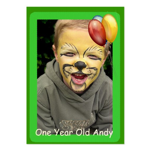 One Year Old Birthday Photo Cards Business Card Templates (front side)