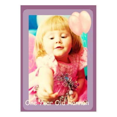 One Year Old  Girls Birthday Photo Cards Business Card by samack