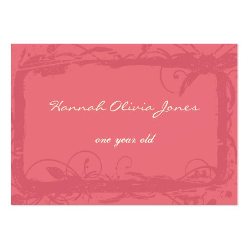 One Year Old  Girls Birthday Photo Cards Business Card Template (back side)