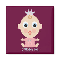 ONEderful BABY Face - pink Magnets