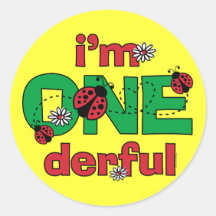ONEderful Ladybug 1st Birthday Round Stickers